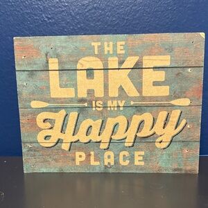 Rustic Blue and Tan Lake Wall Decor Wooden Box